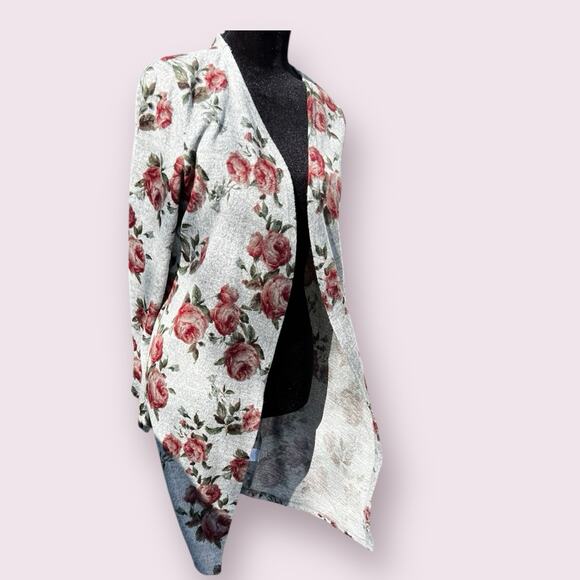 Skonhet women’s size M floral open front long cardigan - Picture 1 of 9